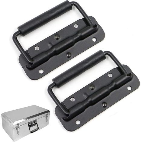 Poignée de Boîee à Ressort, 2 Pièce Poignée Pliante, Poignée de Flight Case, Poignée Pliante Métal, Poignée à Ressort de Boîte à Outils, 120mm(Noir) (1/5)