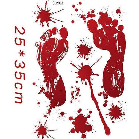 Cadeaux pour Halloween- 1pc foot sticker Warning Tape bloody handprints Signs Props Danger Warning Line New Isolation Belt Party Outdoor Garden Decor (1/5)
