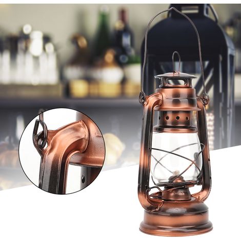 Lanterne à Pétrole Rétro en Métal Bronze - Décoration Éclairante pour Jardin et Terrasse (1/5)