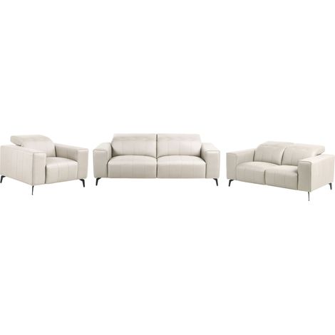 Set moderno per soggiorno in ecopelle Divani e poltrona Divano Poggiatesta regolabile Gambe in metallo Beige chiaro Ommel