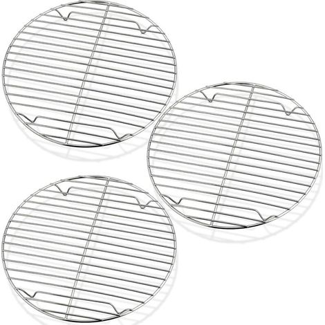 Grille de cuisson ronde (lot de 3), grilles de cuisson vapeur en acier inoxydable pour la cuisine, friteuse à air, marmite à bouillon et mise en conserve (1/4)