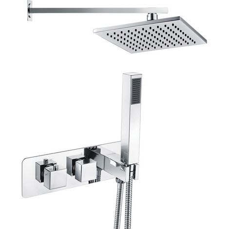 Signature Ritual Thermostatic Dual Concealed Mixer Shower with Shower Kit + ABS Fixed Shower Head - Chrome (1/3)