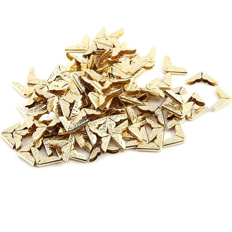 100 coins jaunes rétro pour albums, menus, carnets, dossiers, fichiers - protections d'angle en métal (1/5)