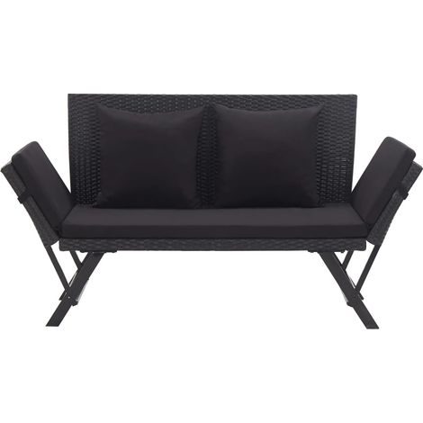 Maison Exclusive - Panchina da Giardino con Cuscini 176 cm Nera in Polyrattan (1/5)