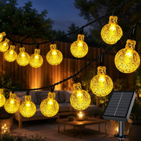 Guirlande Lumineuse Solaire Extérieure 10M, 60LED Boules à Bulles (1/5)