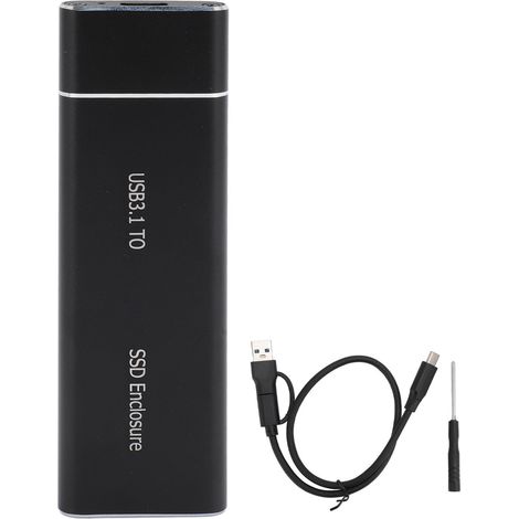 Boîtier SSD M.2 externe USB 3.1 Type C compatible NVMe NGFF SATA, adaptateur de disque dur solide pour Windows et Android (1/5)