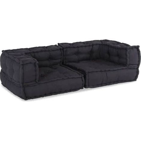 Canapé modulable deux places, gris anthracite, 140x70x36 cm, tissu. (1/5)