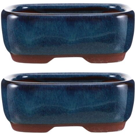 2pcs Ceramic Flower Pots Bonsai Pots Ceramic Flower Containers Home Supplies