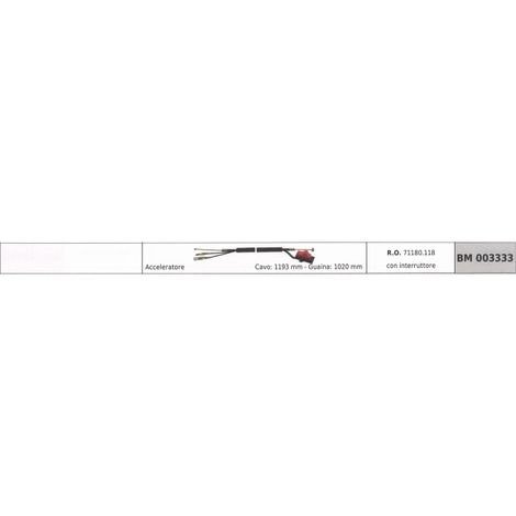 Cavo acceleratore interruttore KAAZ decespugliatore cavo 1193 mm guaina 1020 mm