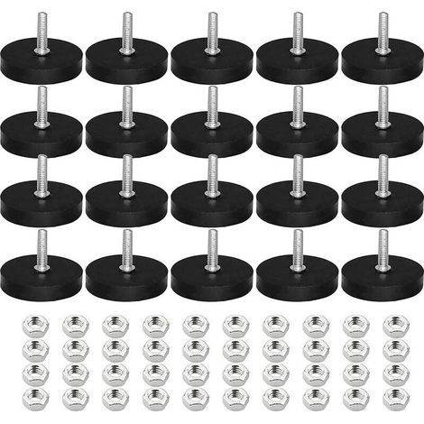 Lot di 20 magneti al neodimio rivestiti in gomma, diametro: 22 mm, antiscivolo, con filettatura esterna M4, per veicoli, lampade, fissaggio utensili (1/5)