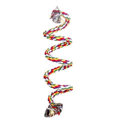 Perchoir spiralé durable pour cage à perroquet avec clochette, perchoir en coton, accessoires pour perroquet, échelle en corde de coton, accessoires pour perroquet - 1 m (1/5)