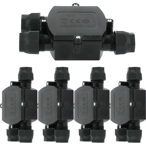 Arum Lighting – Lot de 5 boitiers d’interconnexion étanches 3 voies – Connecteur automatique pour câbles 0,75mm² à 2,5mm² – Dimensions 120 x 79,2 x 31,8 mm – Norme IP68