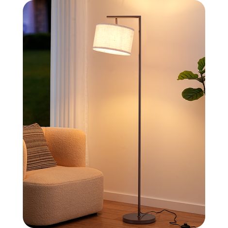 EDISHINE Lampadaire sur Pied Salon, Abat-jour à Angle Réglable en Lin Beige, E27 Douille, 2700K Ampoule Incluse, Lampe à Pied en Métal, Interrupteur à Pédale pour Chambre, Salon, Bureau (1/5)
