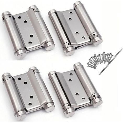 2 paires de charnières double action en acier inoxydable pour portes battantes de comptoir de bar/café, réglables, idéales pour la fermeture automatique (1/4)