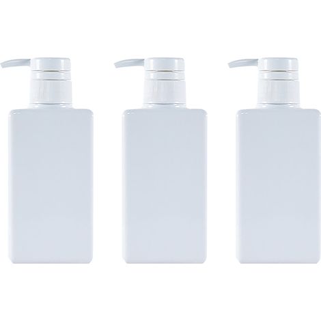 Lot de 3 flacons rechargeables pour shampoing et après-shampoing, distributeurs à pompe en plastique de 150 ml, flacons carrés vides pour gel douche, huiles essentielles, savon liquide, lotion (1/5)