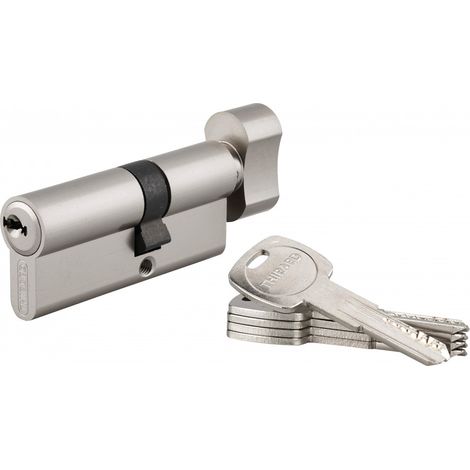 Thirard – Cylindre de serrure à bouton débrayable Trafic 6 – 30x40mm – anti-arrachement, anti-perçage, 5 clés – Laiton nickelé, 6 goupilles (1/2)