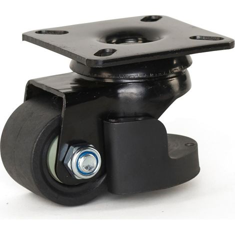 Roulette pivotante - MESO - Nylon noir - Platine - 50mm - 150kg (1/4)