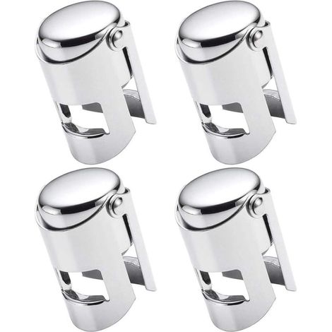 Bouchons de champagne, lot de 4, scellés sous vide, en acier inoxydable, pour bouteilles de vin mousseux, idéaux pour offrir.-AquaForge (1/5)