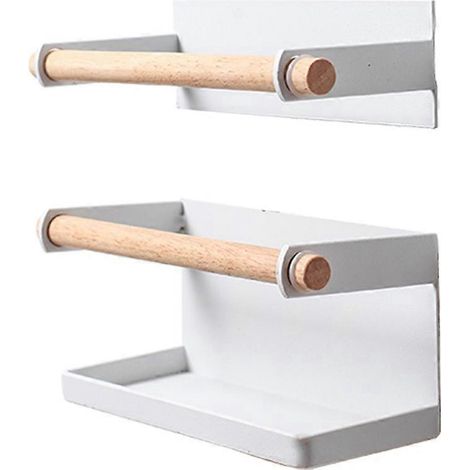 2er-Set Magnet-Wandregal im nordischen Stil aus Eisen und Holz, klappbarer Schirmständer, Badezimmer-Organizer