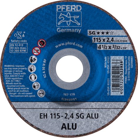 PFERD TOOLS Trennscheibe EH 115x2,4x22,23 mm gekröpft Leistungslinie SG ALU für Alu 25 Stk (1/4)