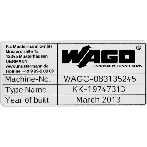WAGO 210-802 210-802 Etichette per stampante a trasferimento termico Superficie stampabile: 70 x 33 mm Argento Numero d