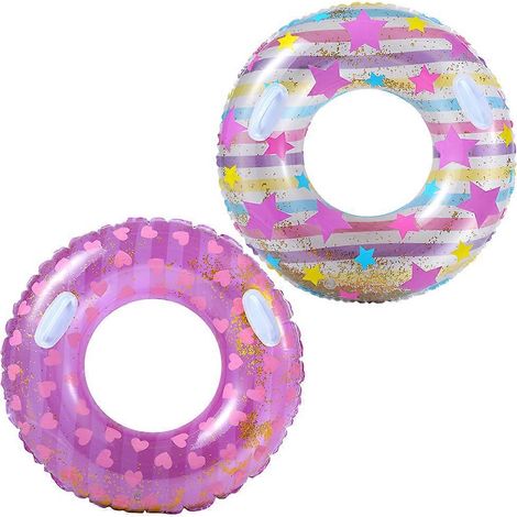Lot de 2 bouées gonflables à paillettes scintillantes pour la plage et les fêtes - Style 3 (1/5)