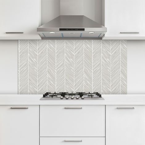 CRÉDENCE CUISINE Classique - Chevrons - Gris 120x60 cm (1/5)