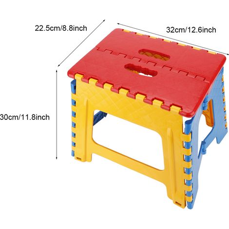 Taburete infantil plegable, silla pequeña portátil, 32 x 22,5 x 30 cm, rojo mate, antideslizante, 1 unidad. (1/5)