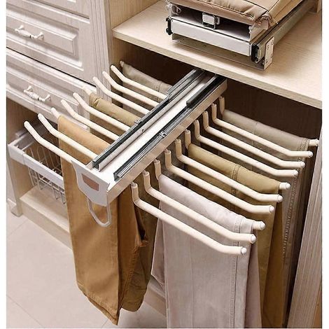 Porte-pantalons coulissant Tonchean, barre de suspension à 22 bras en acier, pour optimiser l'espace de rangement dans votre placard (18 x 18 pouces). (1/5)