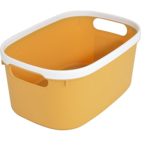 Panière de Rangement Bicolore "Poignées" 30cm Ocre (1/2)