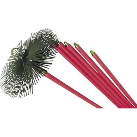 SPAZZACAMINO KIT COMPOSTO DA 5 ASTE + SCOVOLO Ø 40 CM