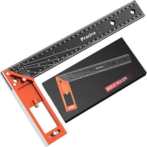 Carpenter's Square, 12 Inch/300mm Combination Squares, Stained Stainless Steel Angle Ruler, Carpenter Try Square L-Shaped Square Ruler (1/5)