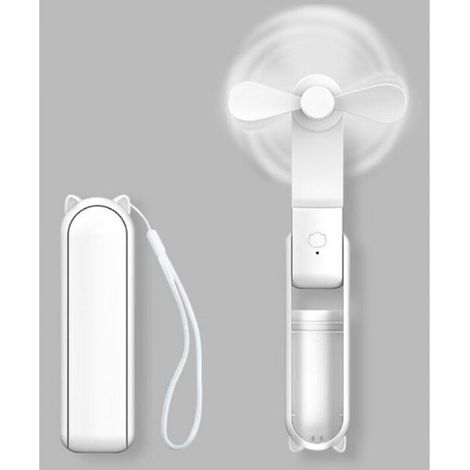 Ventilateur de Poche, Ventilateur à Main Portable, à Piles Rechargeables par USB [14-21 heures], Ventilateur Personnel Pliable et Silencieux Avec Autre batterie Externe, Lampe de Poche - Blanc (1/5)