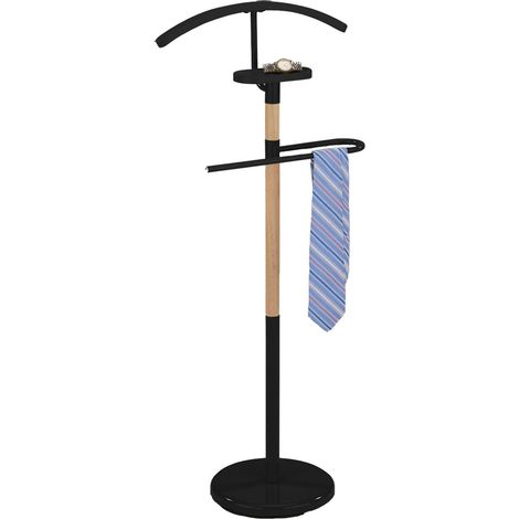 Valet de chambre BODO chevalet de nuit portant pour vêtements en métal noir et bois (1/2)