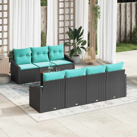 Teenpull – Gartensofa-set 8 Stk. Schwarz Poly-Rattan (1/5)