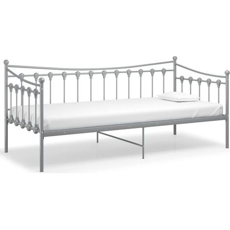 Cadre de canapé-lit en métal gris (matelas non inclus), dimensions : 90 x 200 cm (1/5)