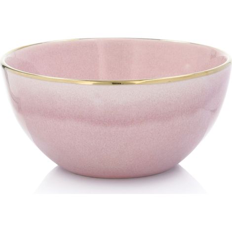 Ciotola in ceramica con bordo color oro rosa, sirena, 500 ml, duka