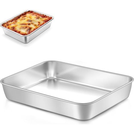 Plat à four rectangulaire en acier inoxydable, moule à biscuits, capacité 2100 ml, pour lasagnes, biscuits, pain, etc. (1/5)