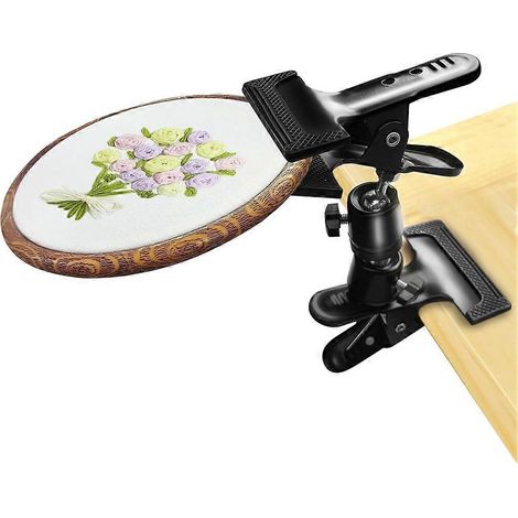 Support de cercle à broder en métal - Pince de table rotative à 360° et réglable, idéale pour les loisirs créatifs et la broderie. (1/5)