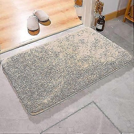 Tapis de bain antidérapant 40 x 60 cm beige, lavable et antidérapant, idéal pour la baignoire, la salle de bain et le salon grâce à sa haute capacité d'absorption d'humidité. (1/5)
