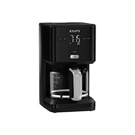 KRUPS KM6008 Smart'n Light Filter Coffee Maker Affichage intuitif Capacité de 1,25 L pour 15 tasses de de café Fonction d'arrêt automatique Système anti-goutte Minuterie 24 heures Noir (1/5)
