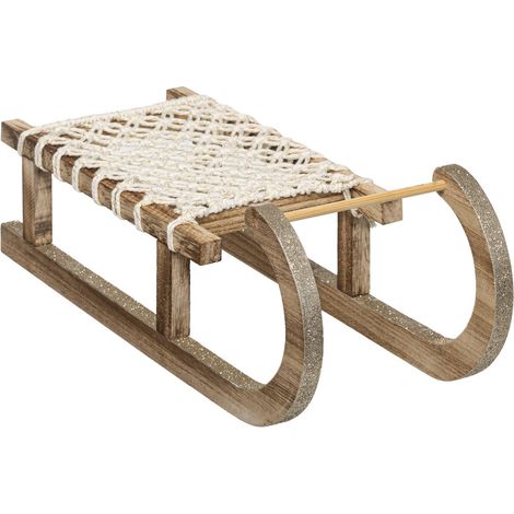 Déco de Noël Luge en bois pailleté et corde L 40 cm - Feeric Christmas