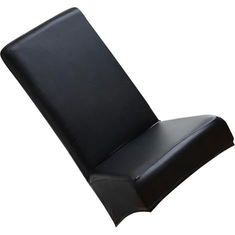 Housse de Chaise Extensible en Cuir PU Noir Bande Élastique Inférieure, Imperméable et Anti-Taches pour Chaise la Maison et Salle à Manger (1/5)