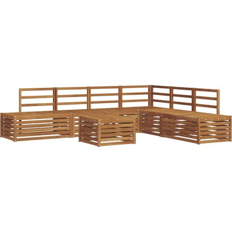 Outdoor-Sofagarnitur 7 Stück Natur Massivholz Akazie vidaXL