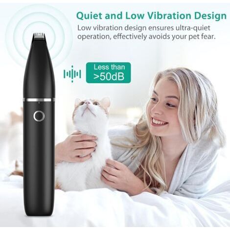 NALOOKAMIC Tondeuse professionnelle pour chiens avec batterie rechargeable USB, étanche, silencieuse et équipée de 2 têtes de coupe pour les pattes et les oreilles - Noire (1/4)