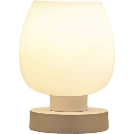 Lampe de Chevet Tactile - Lampe de Table Intensité Variable 3 Voies pour Chambre à Coucher, Salon, Abat-Jour en Verre Opale, Ampoule LED Incluse, Blanc [Classe énergétique F] (1/5)