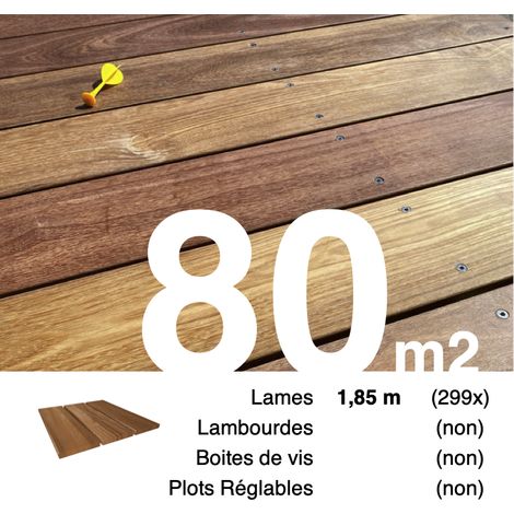 Planches de terrasse bois exotique CUMARU pour 80 m² • Longueur 1,85 m • Livraison gratuite (1/4)