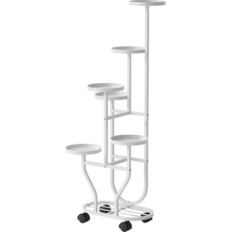 FIANAO – Support à plantes sur roulettes 6 étages en métal – étagère d'angle pour salon, balcon et jardin – 42 × 23 × 119 cm (1/5)