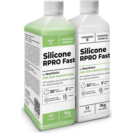 Reschimica Gomma siliconica Super Rapida 1:1, R PRO Fast, Non tossica, Resistente alla Rottura e Semplice da Usare, Compatibile con resine, Cera, Gesso e Cemento (2 kg) (1/4)