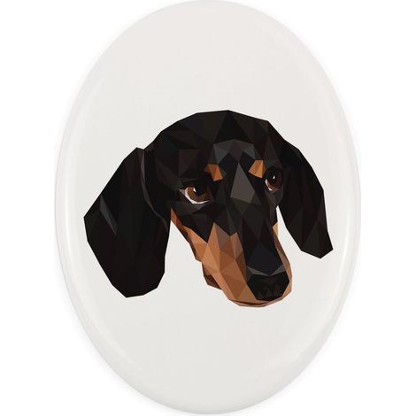Kurzhaariger Dackel – geometrisches Foto und Inschriftenfliese von Art-Dog (1/4)